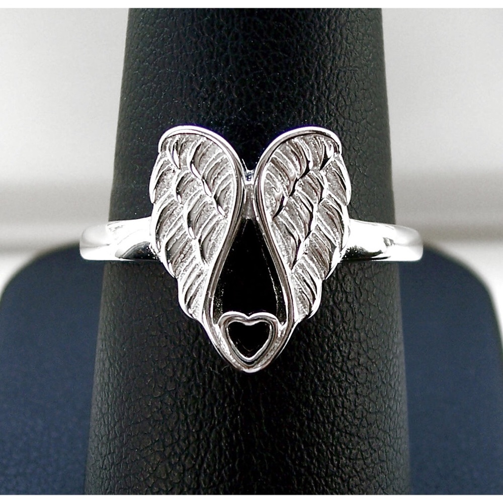 925 STERLING SILVER Angel Wings With Heart Ring